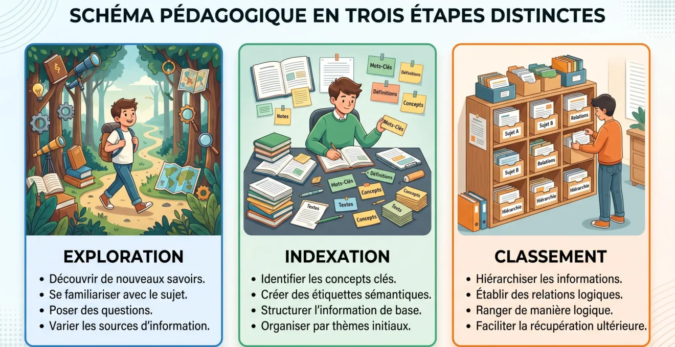 Schéma distinguant exploration, indexation et classement dans Google